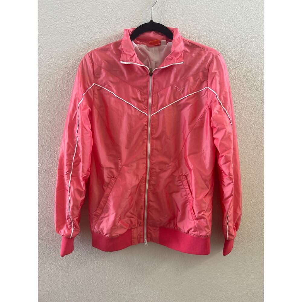 Puma Windbreaker Track Jacket Pink Zip Up Jacket Womens Medium